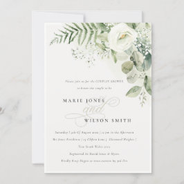 Fern Greenery White Floral Couples Dusche laden Dankeskarte