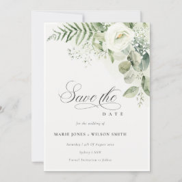 Fern Greenery White Floral Save the Date einladen Dankeskarte