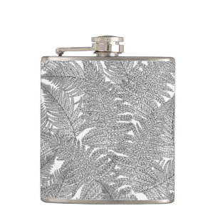 Fern in Schwarz und Weiß Flachmann