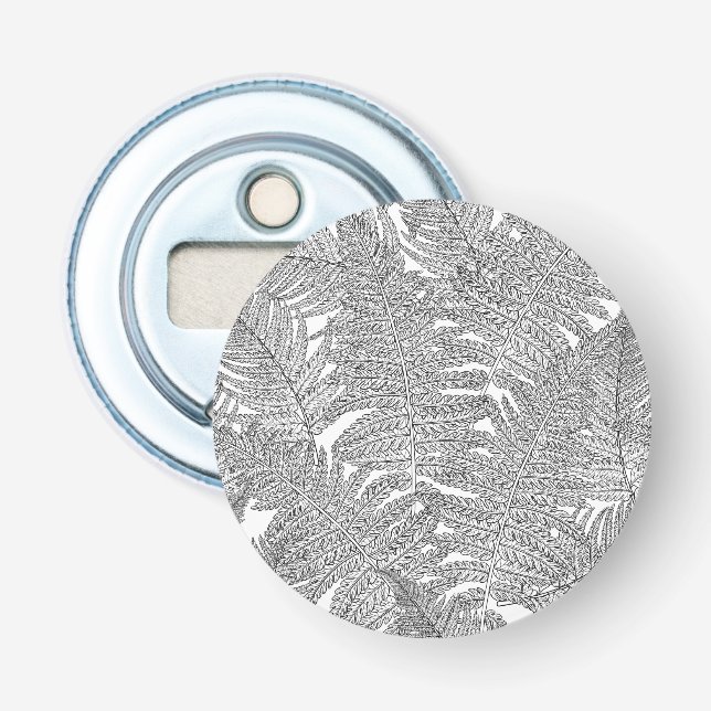 Fern in Schwarz und Weiß Flaschenöffner (Vorderseite)
