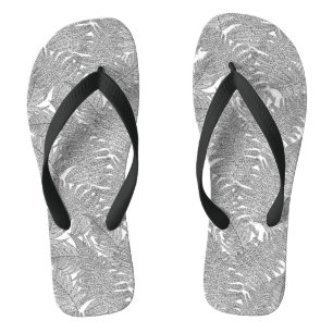 Fern in Schwarz und Weiß Flip Flops