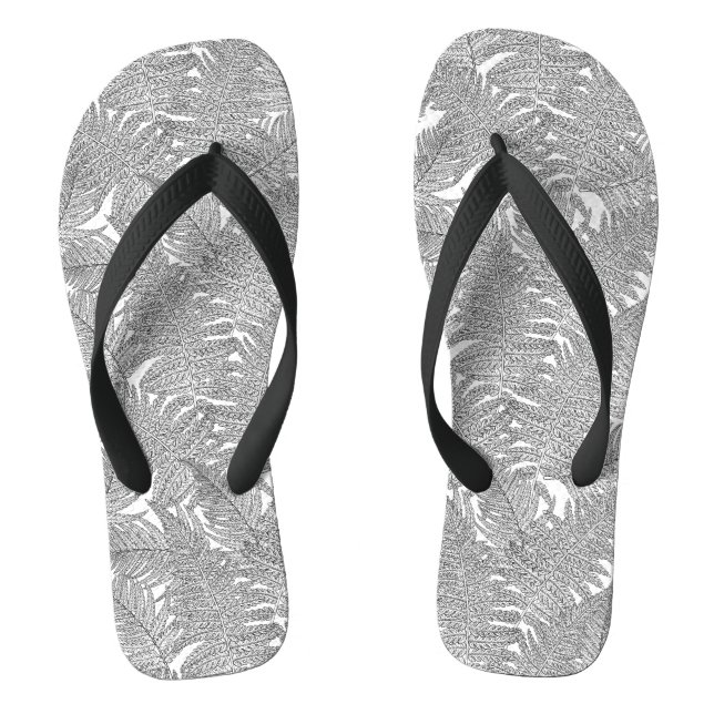 Fern in Schwarz und Weiß Flip Flops (Fußbett)