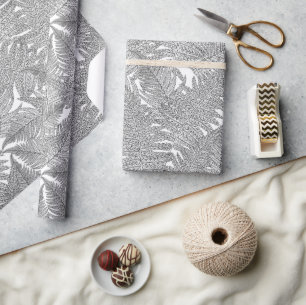 Fern in Schwarz und Weiß Geschenkpapier