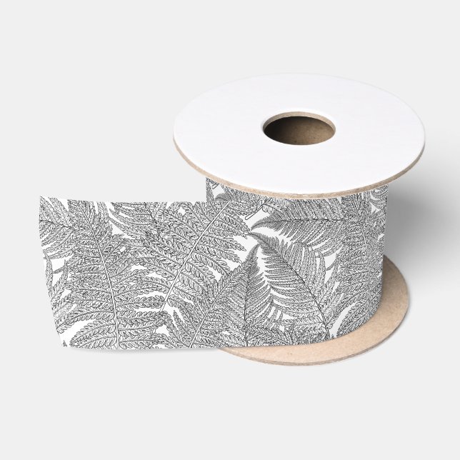 Fern in Schwarz und Weiß Satinband (Spule)