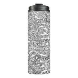 Fern in Schwarz und Weiß Thermosbecher