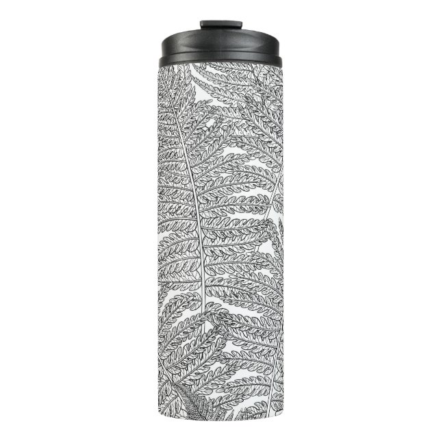 Fern in Schwarz und Weiß Thermosbecher (Vorderseite)