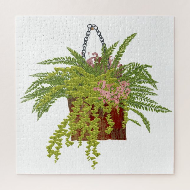 Fern Ivy Hanging Pflanze Botanische Illustration A Puzzle (Vertikal)
