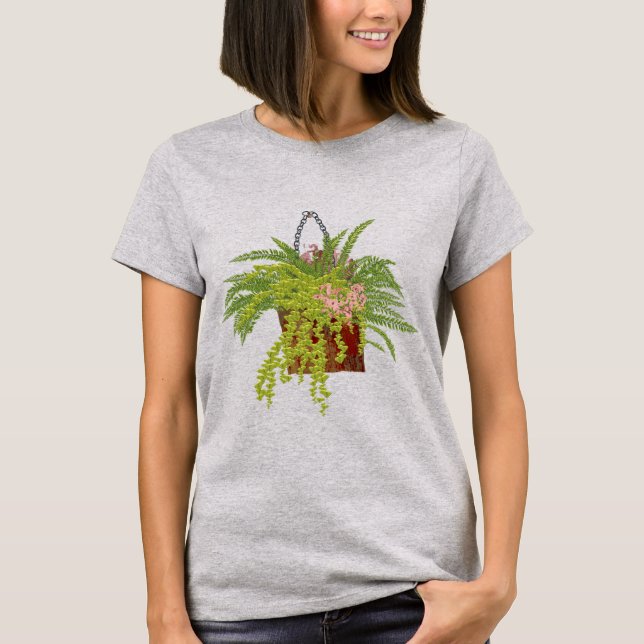 Fern Ivy Hanging Pflanze Botanische Illustration A T-Shirt (Vorderseite)