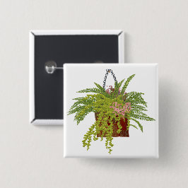 Fern Ivy Hanging Plant Botanical Illustration Art Button