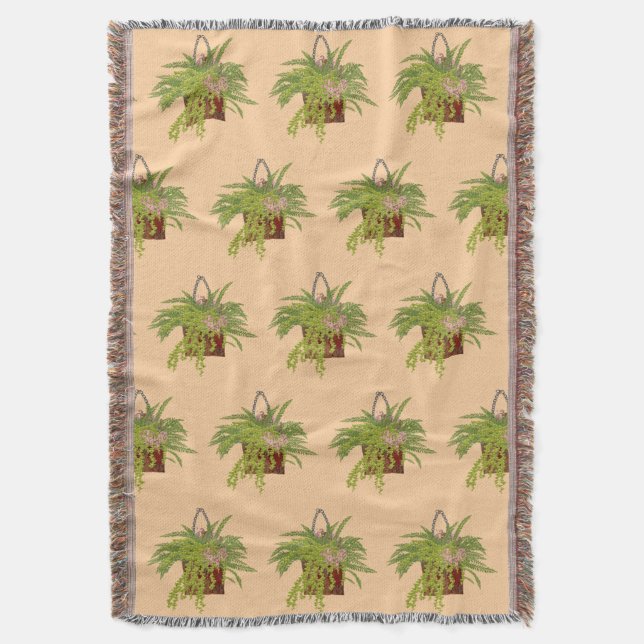 Fern Ivy Hanging Plant Botanical Illustration Art Decke (Vorderseite Vertikal)