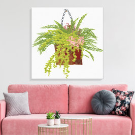 Fern Ivy Hanging Plant Botanical Illustration Art  Leinwanddruck