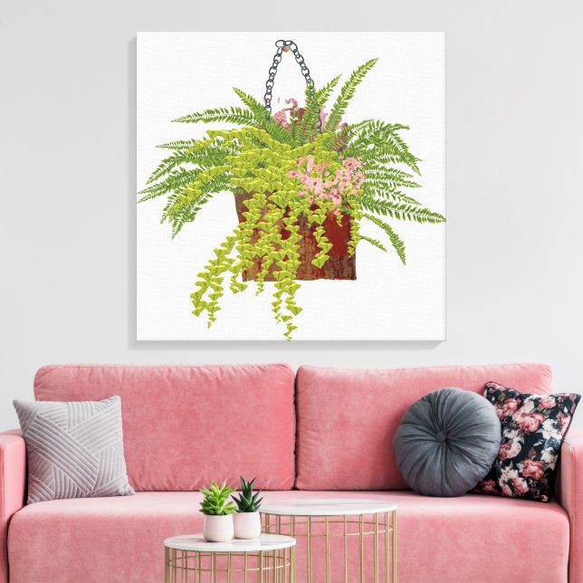 Fern Ivy Hanging Plant Botanical Illustration Art  Leinwanddruck (Insitu (Wohnzimmer))