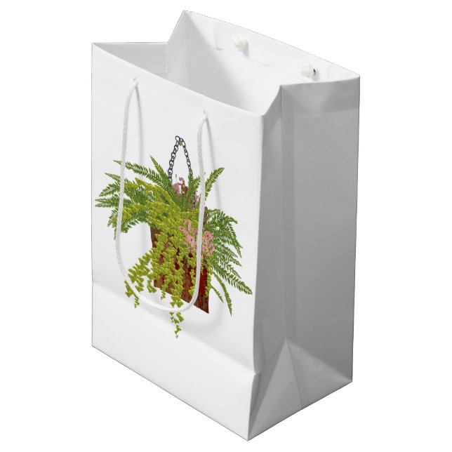 Fern Ivy Hanging Plant Botanical Illustration Art Mittlere Geschenktüte (Vorderseite Schrägansicht)