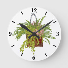 Fern Ivy Hanging Plant Botanical Illustration Art Runde Wanduhr