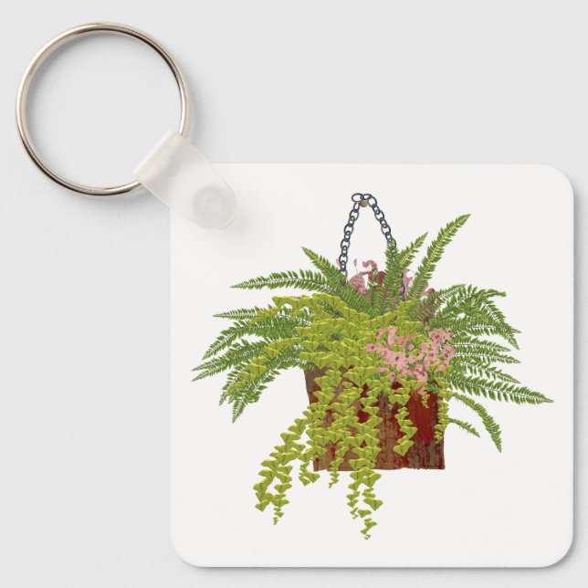 Fern Ivy Hanging Plant Botanical Illustration Art Schlüsselanhänger (Vorderseite)