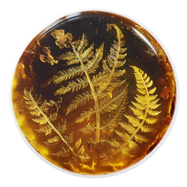 Fern Leaf Amber Muster Keramikknauf (Vorderseite)