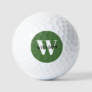 Fern Leaf   Eleganter schwarzer Name und weißer An Golfball