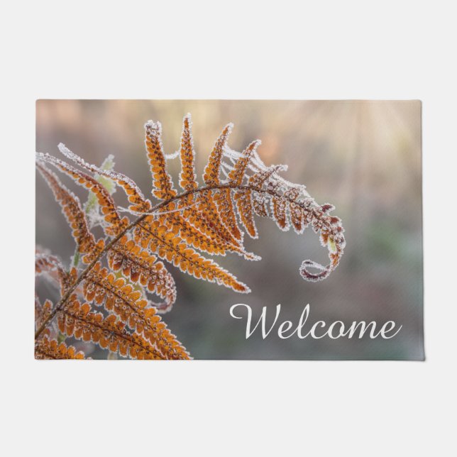 Fern Leaf mit Eisfrost in kalter Winternatur - Fußmatte (Vorderseite)