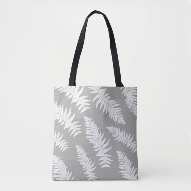 Fern Leaf Print Grey Tote Bag (Vorderseite)