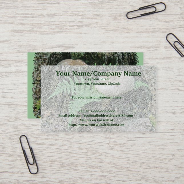 Fern & Mushroom zur "Stump Business Card" Visitenkarte (Vorderseite/Rückseite Beispiel)