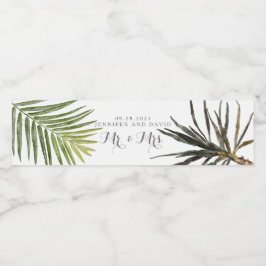 Fern Palm Tree Tropical Wedding Beverage Label Wasserflaschenetikett
