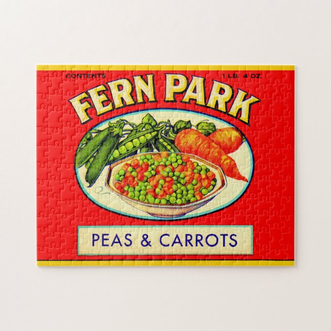 Fern Park Erbsen- und Karottenlabel der 30er Jahre Puzzle (Horizontal)