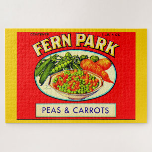 Fern Park Erbsen- und Karottenlabel der 30er Jahre Puzzle