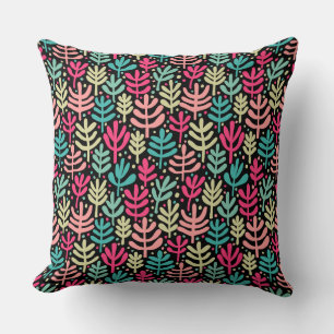 Fern Pattern - Fünf Farben auf schwarz Kissen