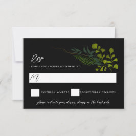 Fern Pepper Tree Blätter Garden Black RSVP Karte