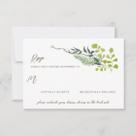 Fern Pepper Tree Blätter Garden Wedding RSVP Karte