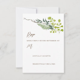 Fern Pepper Tree Blätter Garden Wedding Vertikal RSVP Karte