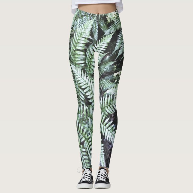 Fern Tropical Green Blätter Pflanze Waldland Folia Leggings (Vorderseite)