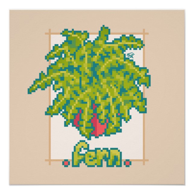 Fern, varen, Pixel Art Poster (Vorderseite)