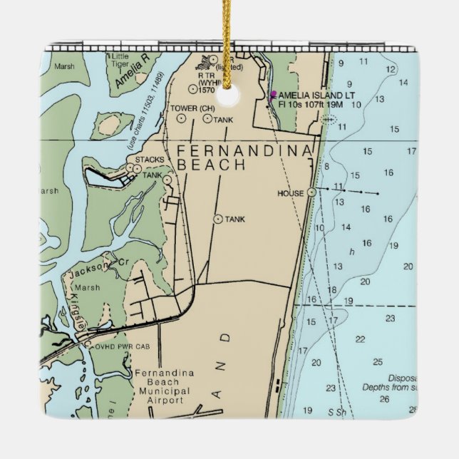 Fernandina Beach FL Keramik Ornament (Rückseite)