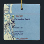 Fernandina Beach FL Vintage Karte Keramikornament<br><div class="desc">Fernandina Beach Florida Weihnachtsschmuck aus dem Jahr 1955 Straßenkarte.</div>