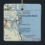 Fernandina Beach Vintage Karte Keramikornament<br><div class="desc">Weihnachtsschmuck für Fernandina Beach Florida und Nassauville.</div>
