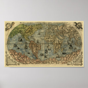 Fernando Bertelli 1565 Map of the World Poster