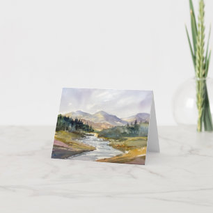Ferne Gebirgslandschaft in Wasserfarben Karte