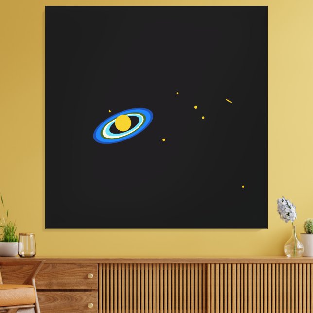 Ferne Saturn Adrift farbenfrohe Rings Weltraum Leinwanddruck (Insitu (Wohnzimmer))