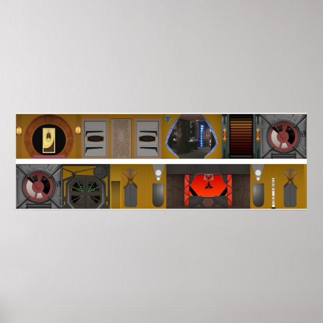 Ferner Weltraumstations-Promenade-Diorama-Hintergr Poster (Vorne)