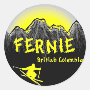Fernie British Columbia Canada ski Runder Aufkleber