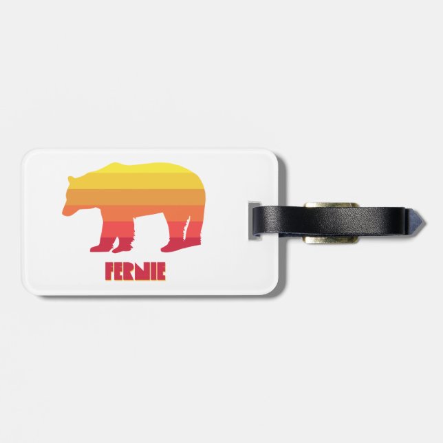 Fernie British Columbia Rainbow Bear Gepäckanhänger (Rückseite horizontal)
