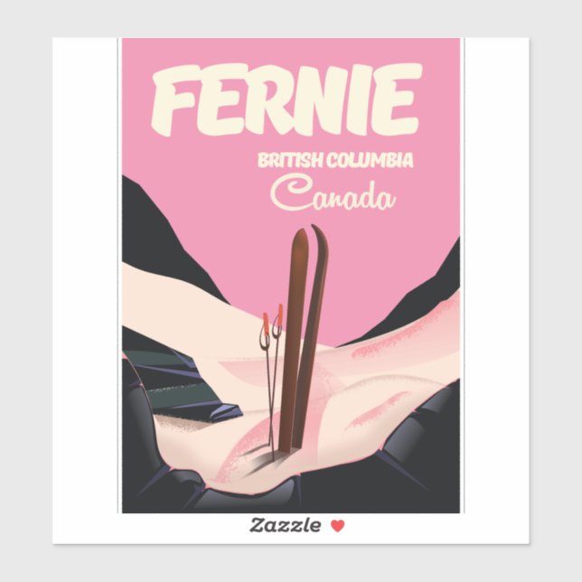 Fernie British Columbia Ski Poster Aufkleber (Blatt)