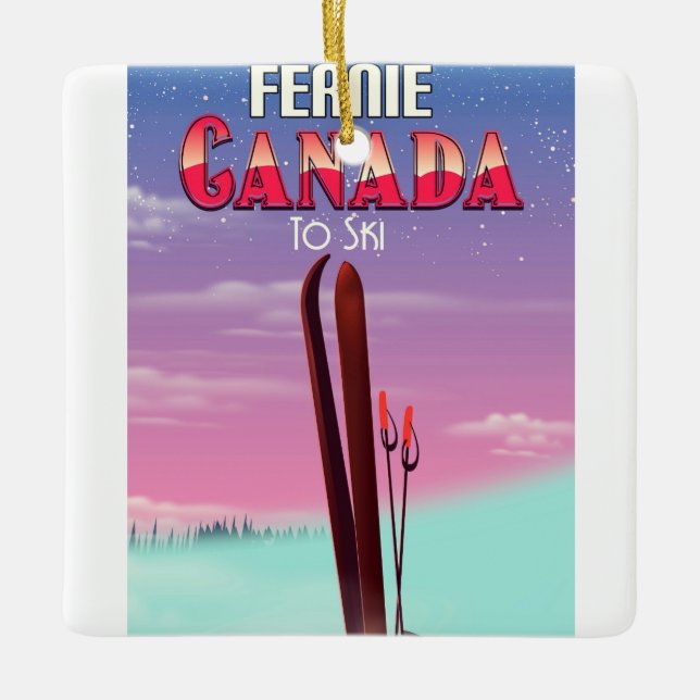 Fernie Canada Ski-Poster. Keramikornament (Vorderseite)