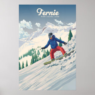 Fernie Kanada Snowboarden Reiseplakat Poster