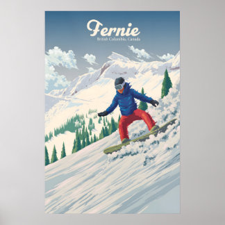 Fernie Kanada Snowboarden Reiseplakat Poster