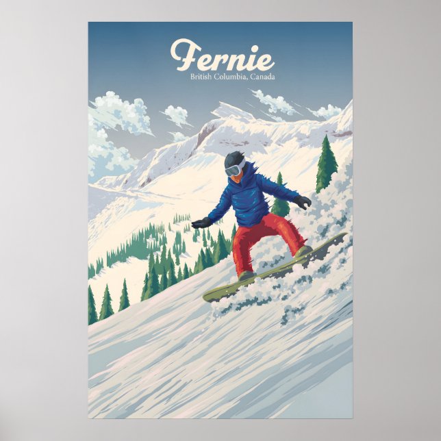 Fernie Kanada Snowboarden Reiseplakat Poster (Vorne)