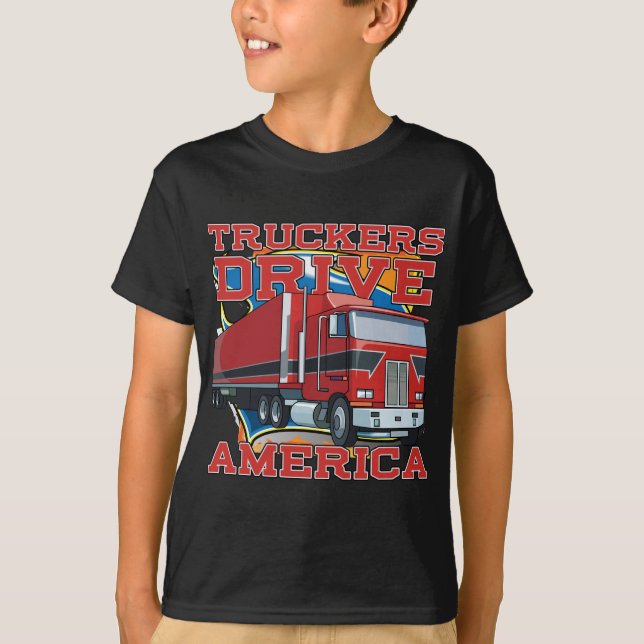 Fernlastfahrer-Antrieb Amerika T-Shirt (Vorderseite)