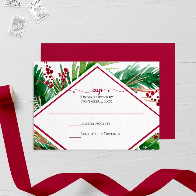 Ferns and Berries Winter Wedding RSVP Card (Von Creator hochgeladen)