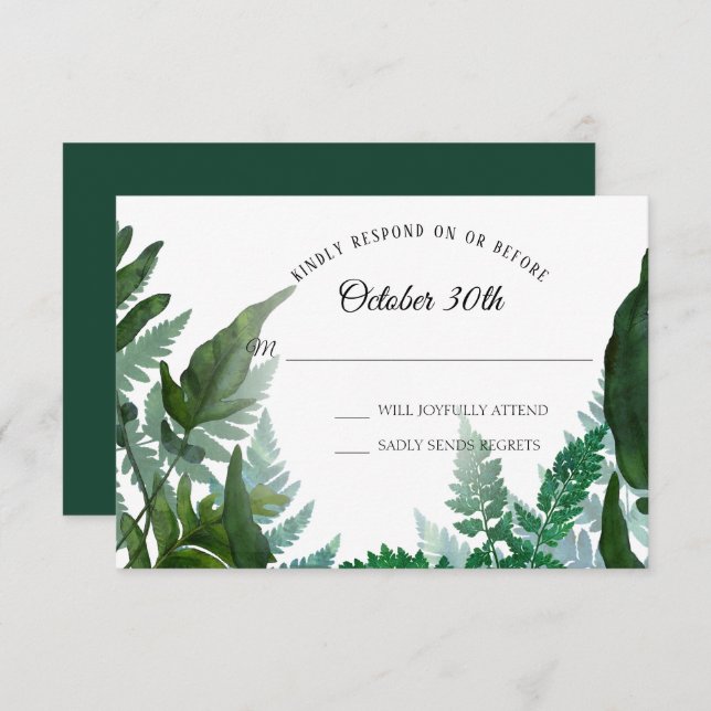 Ferns Forest Foliage Leaf Greenerity UAWG Wedding Einladung (Vorne/Hinten)